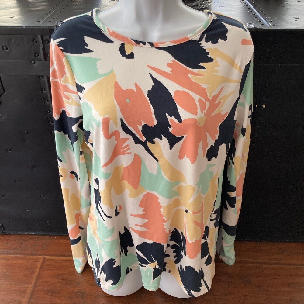 Hang Ten  Tropical Floral Long Sleeve UV Protection Top Large